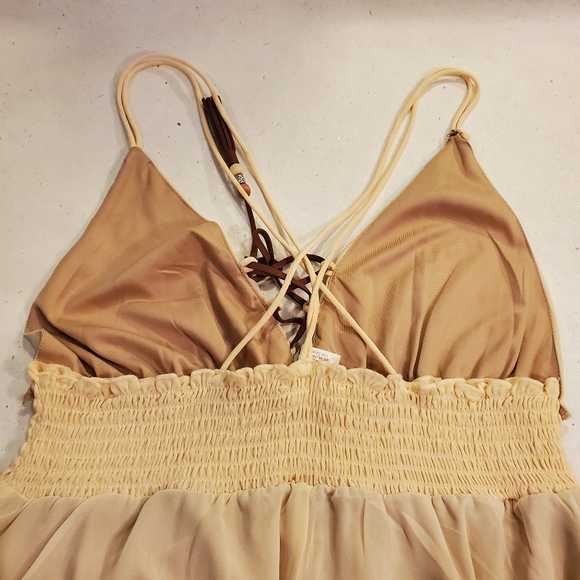 Wet Seal Boho Dress Ruffle Tiered Sleeveless Cream babydoll dress Medium - Picture 6 of 13